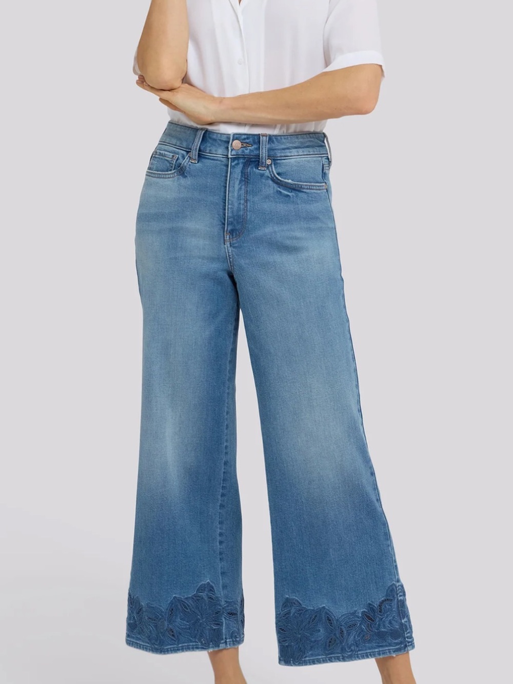 NYDJ Teresa Wide Leg Jeans Crochet Hem Not Your Daughter’s 12P Cropped